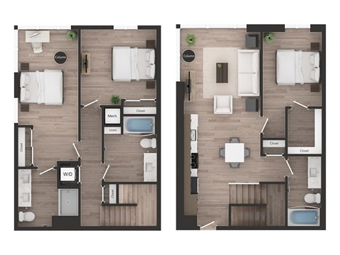 Floor plan for 3 beds, 3 baths, 1515 sqft